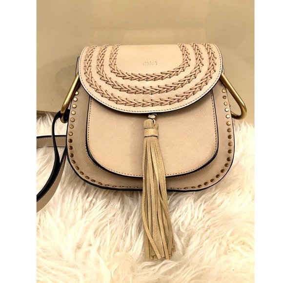 EUC CHLOE SMALL HUDSON PEARL BEIGE SHOULDER BAG TASSEL SMOOTH CALFSKIN PURSE Exc - Picture 4 of 16